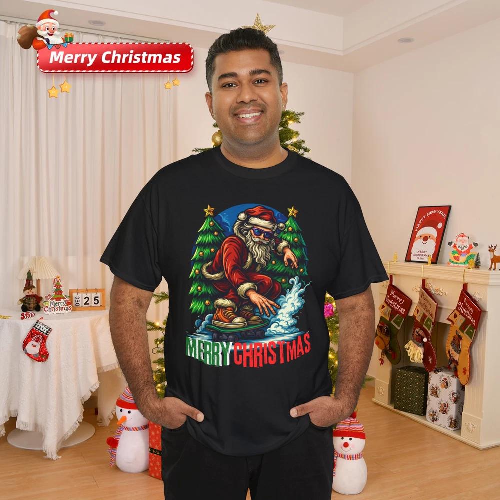 Cool Skateboarding Santa Christmas Holiday Graphic TShirt S