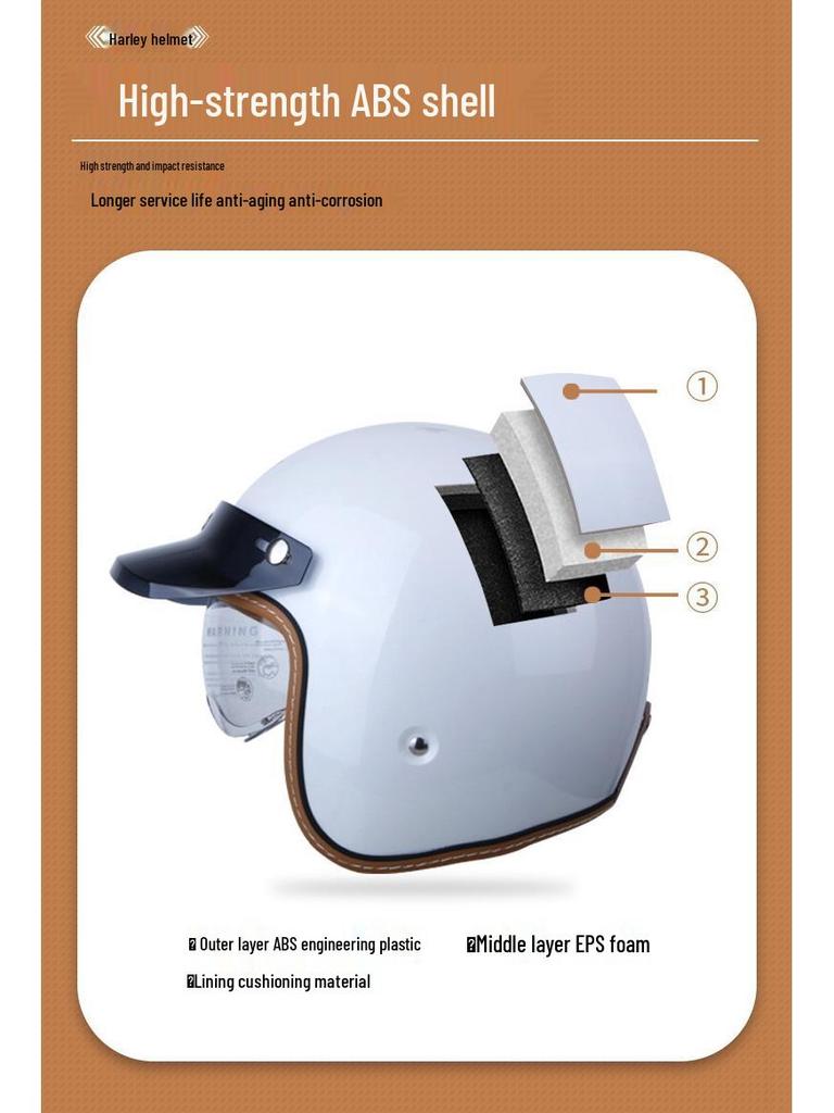 High-Quality Retro Motorcycle Half Helmet with Built-In Goggles for Men and Women