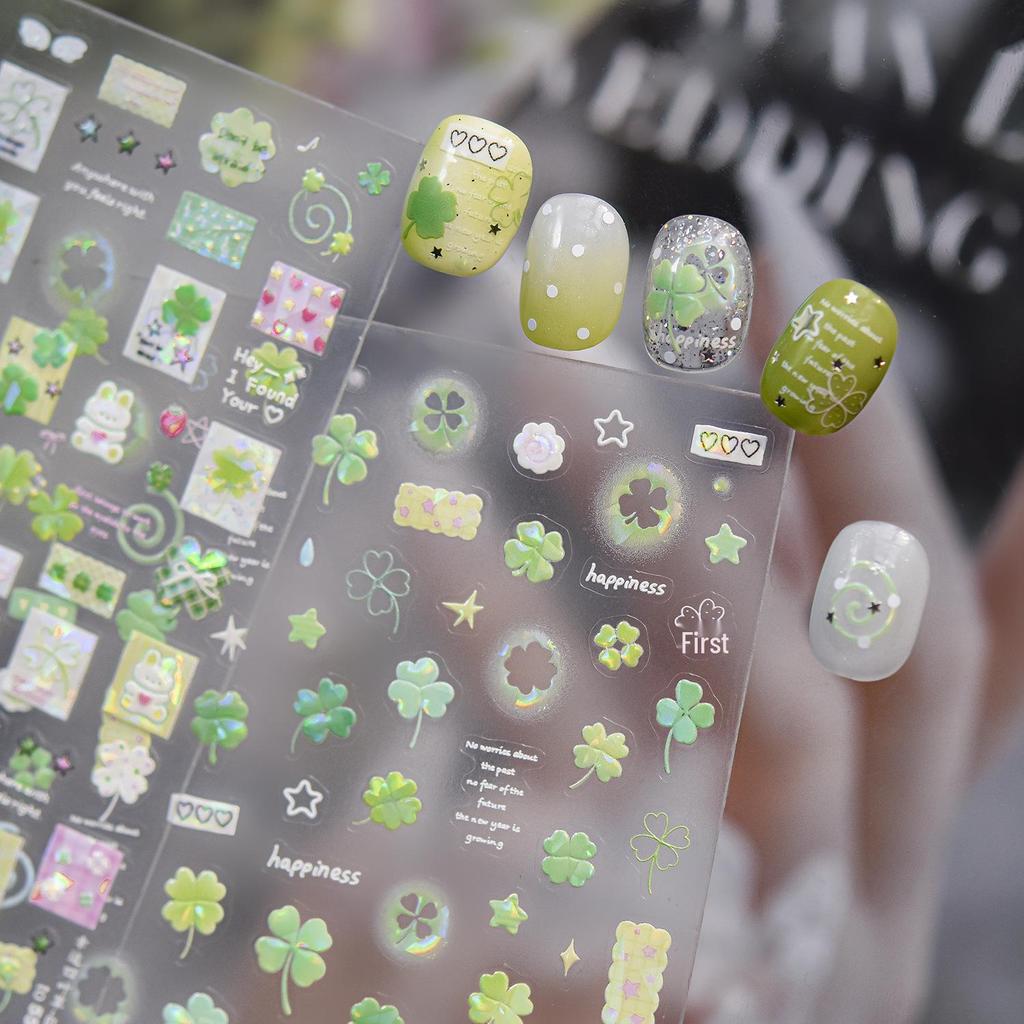 Tomoni Shell Light Lucky Four-Leaf Clover Nail Art Stickers - Fresh Style Decorative Nail Stickers