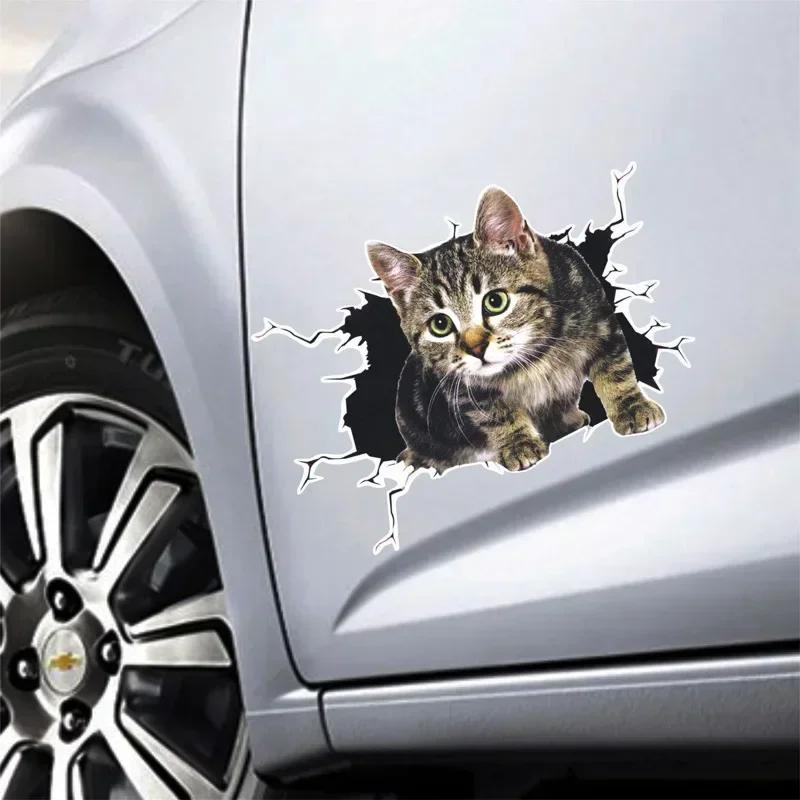Car Stickers 3D Cartoon Cat Creative Cats and Dogs In the Cracks PVC Stickers Auto Car Decal Decals Car-styling Accessories