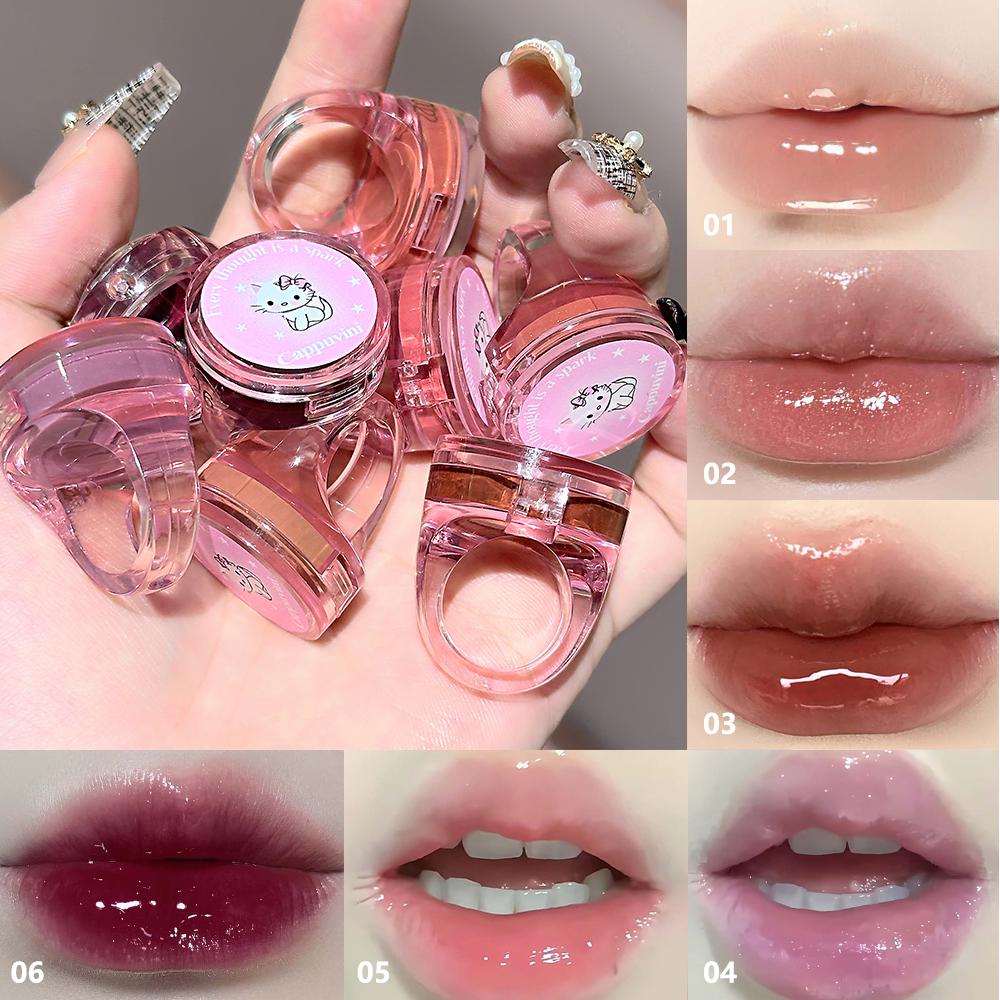 Sweetheart cat ring lip gloss is tender, pseudo-makeup, water gloss lip gloss lipstick