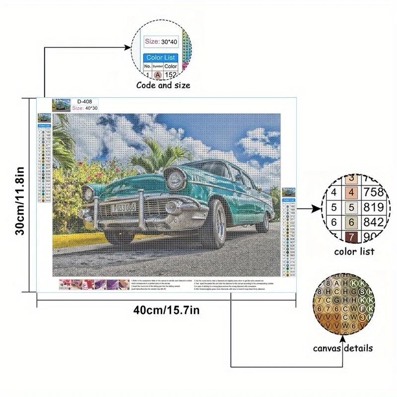 Pictură cu diamant 5D bricolaj cu strasuri 1 buc 11,8 x 15,7 inci, set de pictură cu diamante cu stras mozaic cu model retro, set de picturi cu diamante