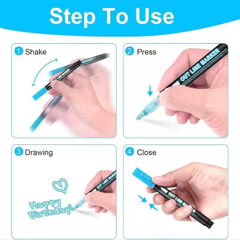Dreamy Double-Line Outline Pens - 48 Colors for DIY Journaling & Colorful Christmas Highlights