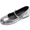 Silver retro square head inner height increase light mouth flat sole single shoes women's summer 2025 new versatile French Mary Jane shoes
