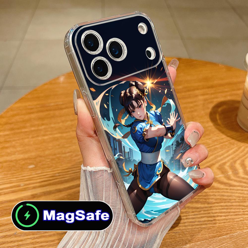 Street Fighter Chunli Phone Case for iPhone 17 16 15 14 13 12 11 Air Pro Max Plus Mini Magsafe Clear Colorful Cover Pretty Cover