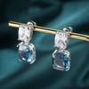 Einfache Kissenförmige Blaue Zirkon Hängeohrringe Für Frauen Mädchen Neue Elegante Damenaccessoires Hochzeitsparty Schmuck Geschenke