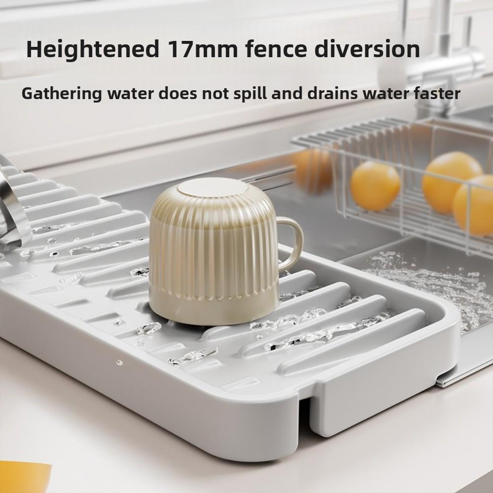 New Anti-slip Sink Drain Pad Silicone Splash-proof Countertop Drain Pad Anti-slip Narrow Edge Sink Water Absorbent Tray Kitchen