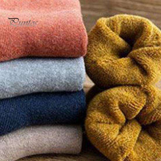 Thick Mid-calf Socks 1 Pair Unisex Knitted Mid-tube Plush Soft Warm Lady Sweat Absorption No Odor Anti-slip Elastic Casual Floor Versatile Cold