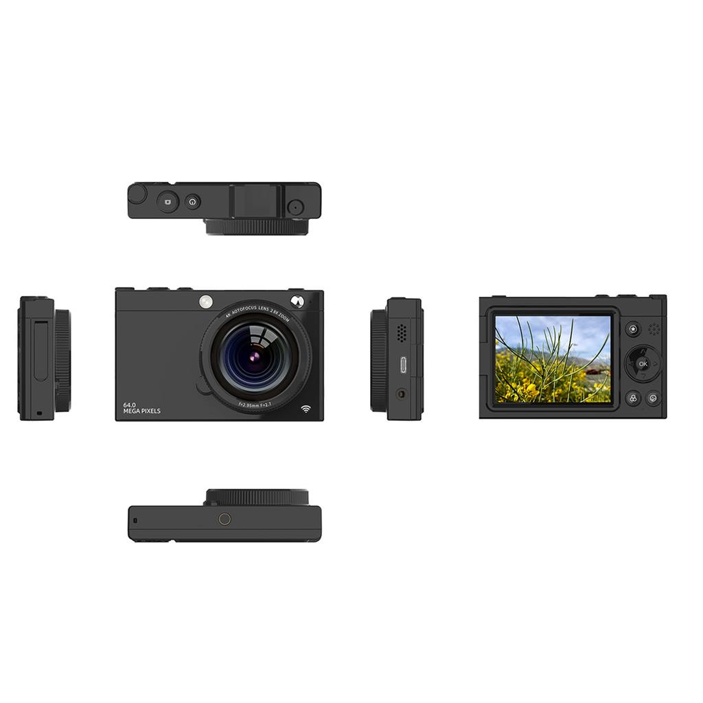 Portable 4K CCD Digital Camera WiFi Digital Video Camera 64MP 2.83 Inch Screen Manual/Auto   28X Digital Zoom Built In Flash 80 Filter Effects Bir