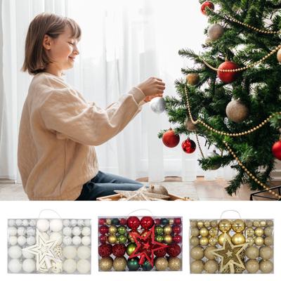 Yousheng 101 Pcs Christmas Balls Set Shatterproof Xmas Tree Decorations Sparkling Christmas Balls with Tree Topper Star for Festive Decor