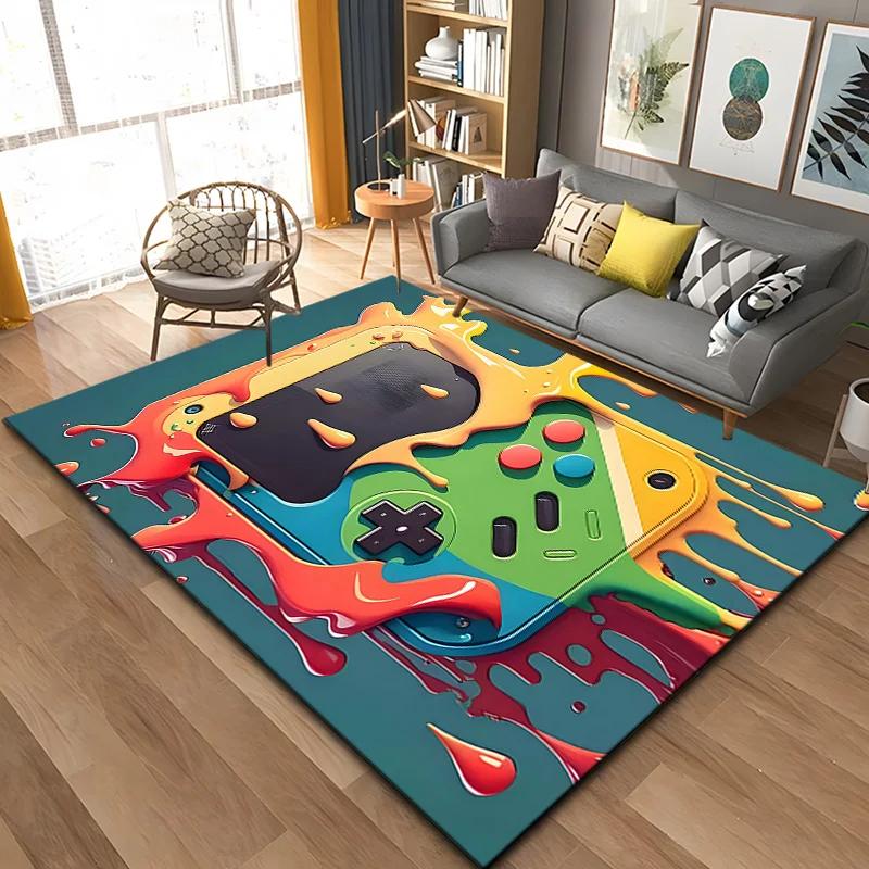 3D 80s Gamer Controller Area Rug Large,Carpet Rug for Living Room Bedroom Kitchen Decoration, carpets for bed room mat home