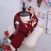 Red Wool Knitted Scarf Deer Winter Cashmere Scarves Retro Christmas Scarf  Student