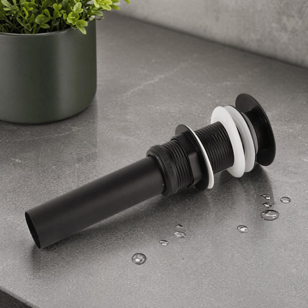 Push Button Drain Stopper Matte Black Vessel Sink Drain Easy Install Drain Assembly  Vanity Sink