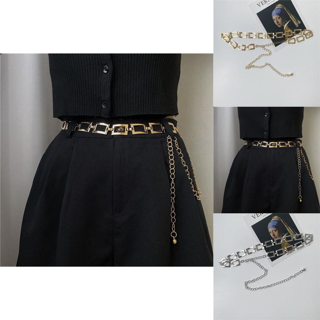 Chic Silver And Gold Rectangle Waist Chains For Women Fashionable Outfit Accessory