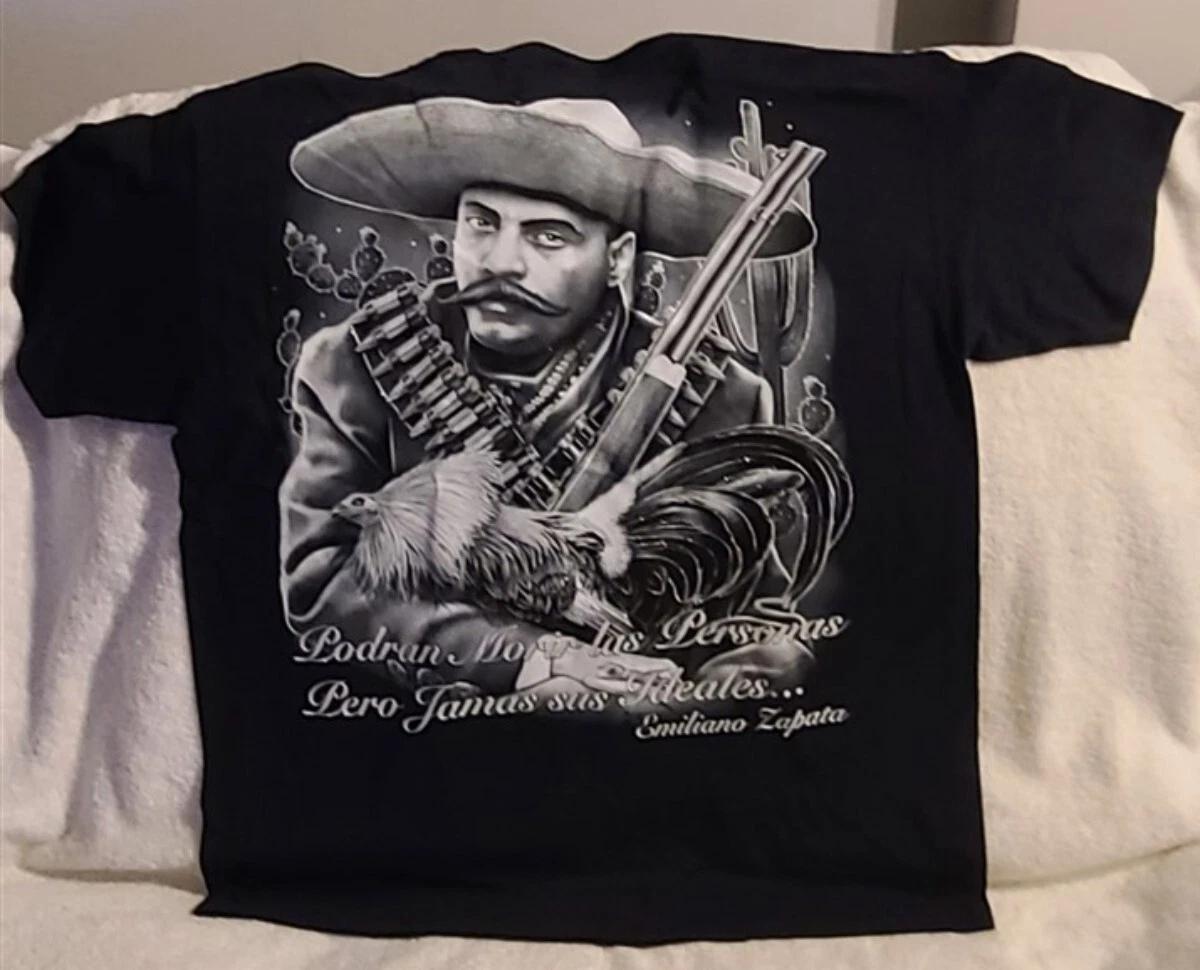 EMILIANO ZAPATA ROOSTER RIFLE BULLET CACTUS REVOLUTIONARY MEXICO T-shirt S