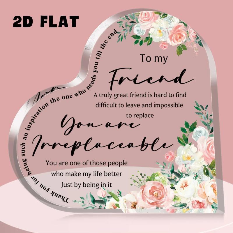 

2D Flat To My Friend Desktop Heart-Shaped Acrylic Decoration Plaque, Home Decor Plaque Hanging Wall Art Decorative Garden Decoration for Room Door Si 10*10*1cm