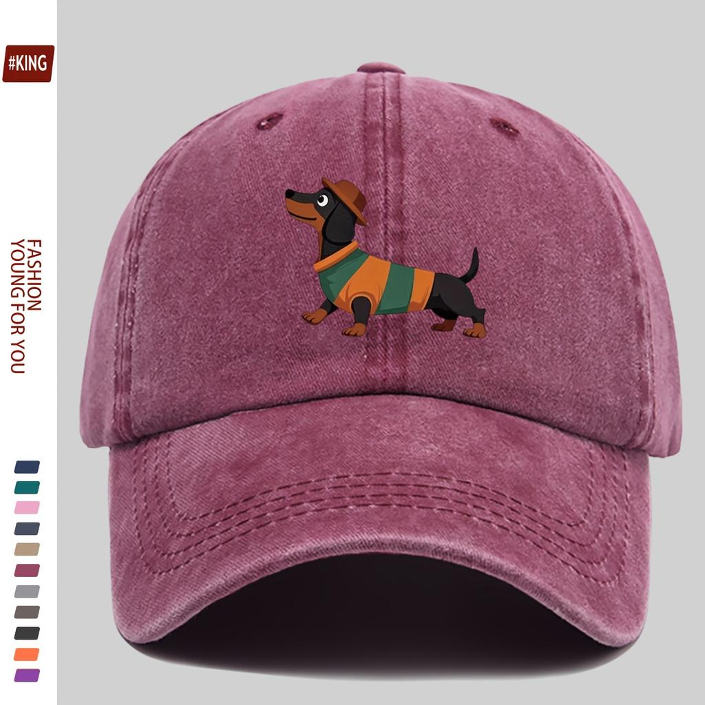 Dachshund Dog Wearing Hat Casual Baseball Cap Cotton Adjustable Unisex Print Outdoor Cap
