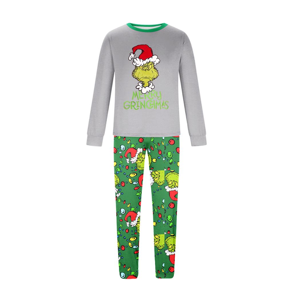 Costum de casă cu imprimeu de Crăciun părinte-copil, bluză cu mâneci lungi și pantaloni