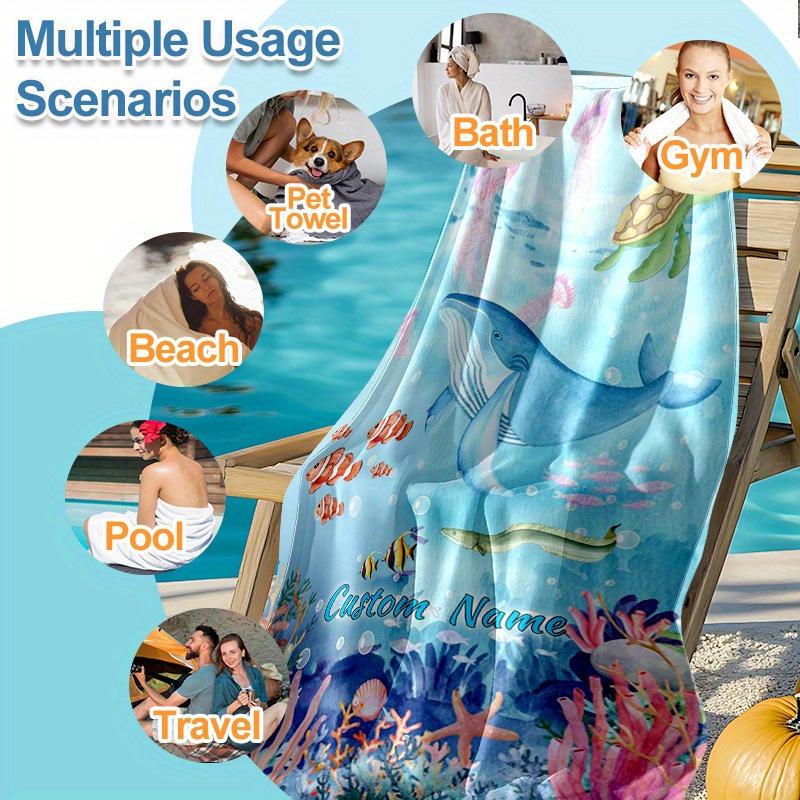 Custom Beach Towel Personalized Name Photo 160x80cm Microfiber Bath Towels All Season Soft Absorbent Blanket