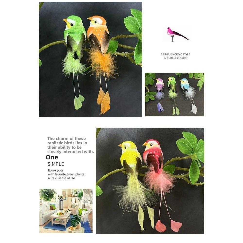 Colorful Simulation Birds with Clip Home Decor Decorative Fake Bird Photography Props Landscape Decoration Birds Model