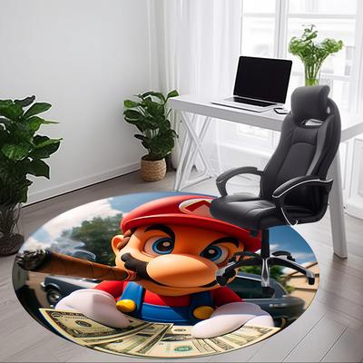 1pc Mario Office Round Area Rug, Bedroom Living Room Home Decor, Room Deco,  Offic A1016231