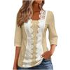 Women's Casual Fashion Lace Shirt Three-quarter Sleeve Top