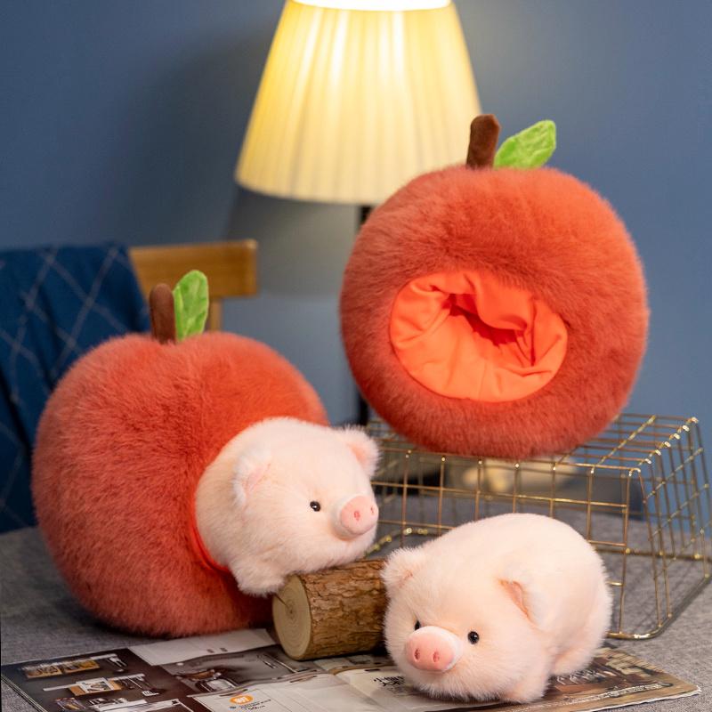 Apple Pig Doll Stuffed Plush Toys Plush Filled Animal Cute Pig Throw Pillow Home Sofa Bedroom Cushion Gifts For Friends