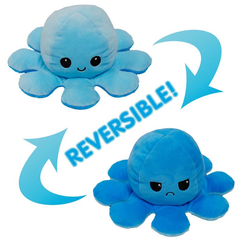 Reversible Flip Stuffed Octopus Plush  Doll Soft Simulation Reversible Plush Toy Double-sided Color
