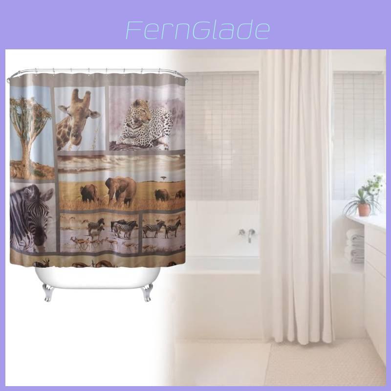 Animal Shower Curtain Peva Waterproof Bathroom Divider For Home Use