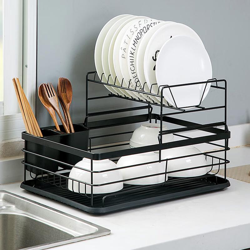 Foldable Countertop Dish Drying Rack with Knife Holder