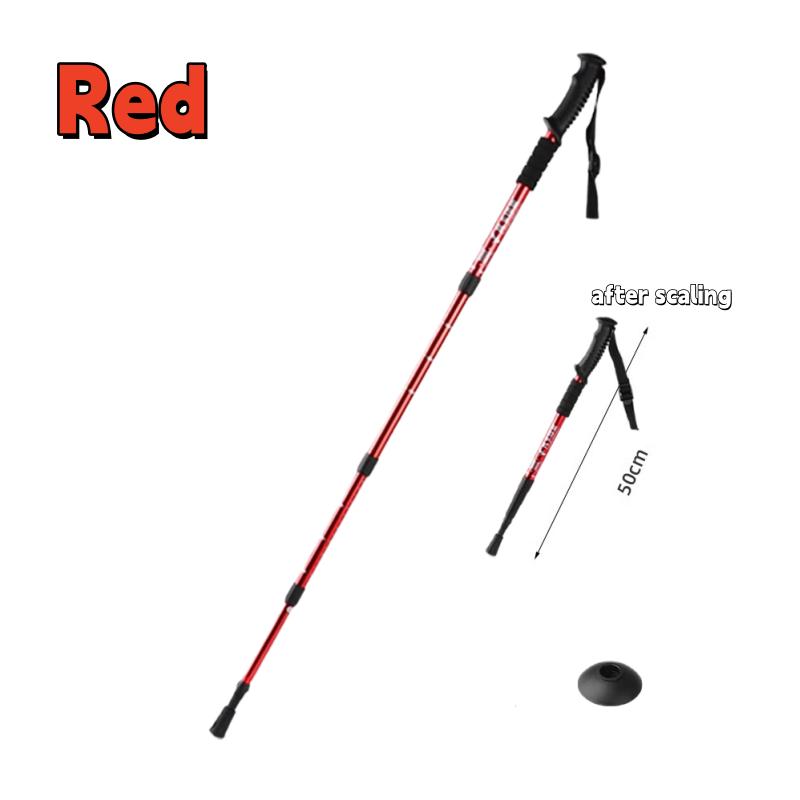

Foldable Telescopic Carbon Hiking Sticks Super Light Anti-Skid Poles for Mountaineering Skiing Outdoor Walking красный