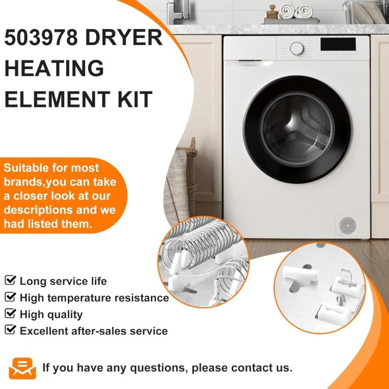 Upgraded Dryer Heating Element Kit Dryer Part Replacement 503978 Heating Element Dryer Easy Installation Accessories