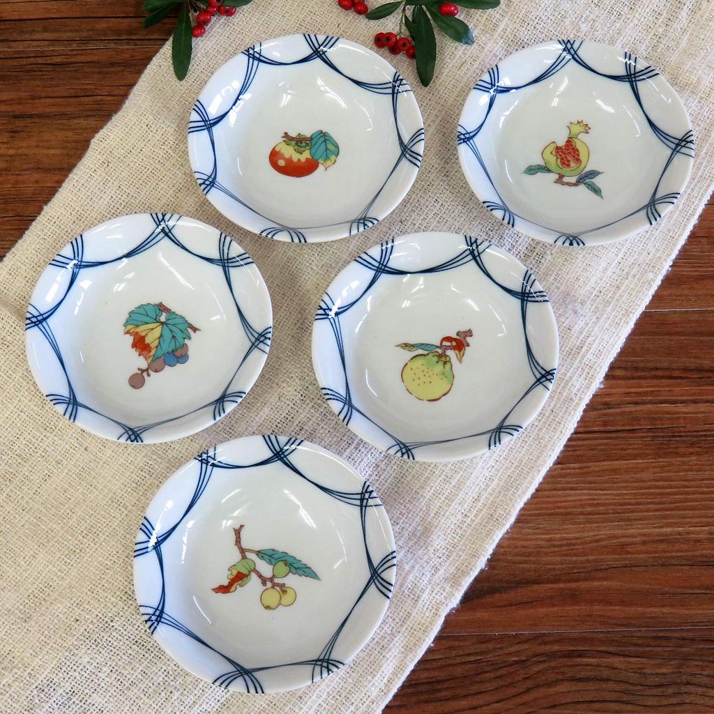 Waza no Kura Small Stylish Kutani Ware Small Set of with Fruit Japanese Side Made in Japan Bowls, Bowls, 5, Designs, Ceramic, Tableware, Plates,