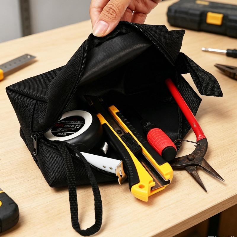 Small Canvas Cloth Hand-held Tool Bag Hardware Anti Drop Multifunctional Storage Organizing Bags Repair Kit Car Interior Storage