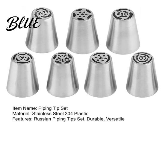 Cupcake Frosting Decorating Kits 7PCS Russian Piping Tips Set Stainless Steel Cake Pastry Tools for Desserts Nozzles Baking Supplies Wedding
