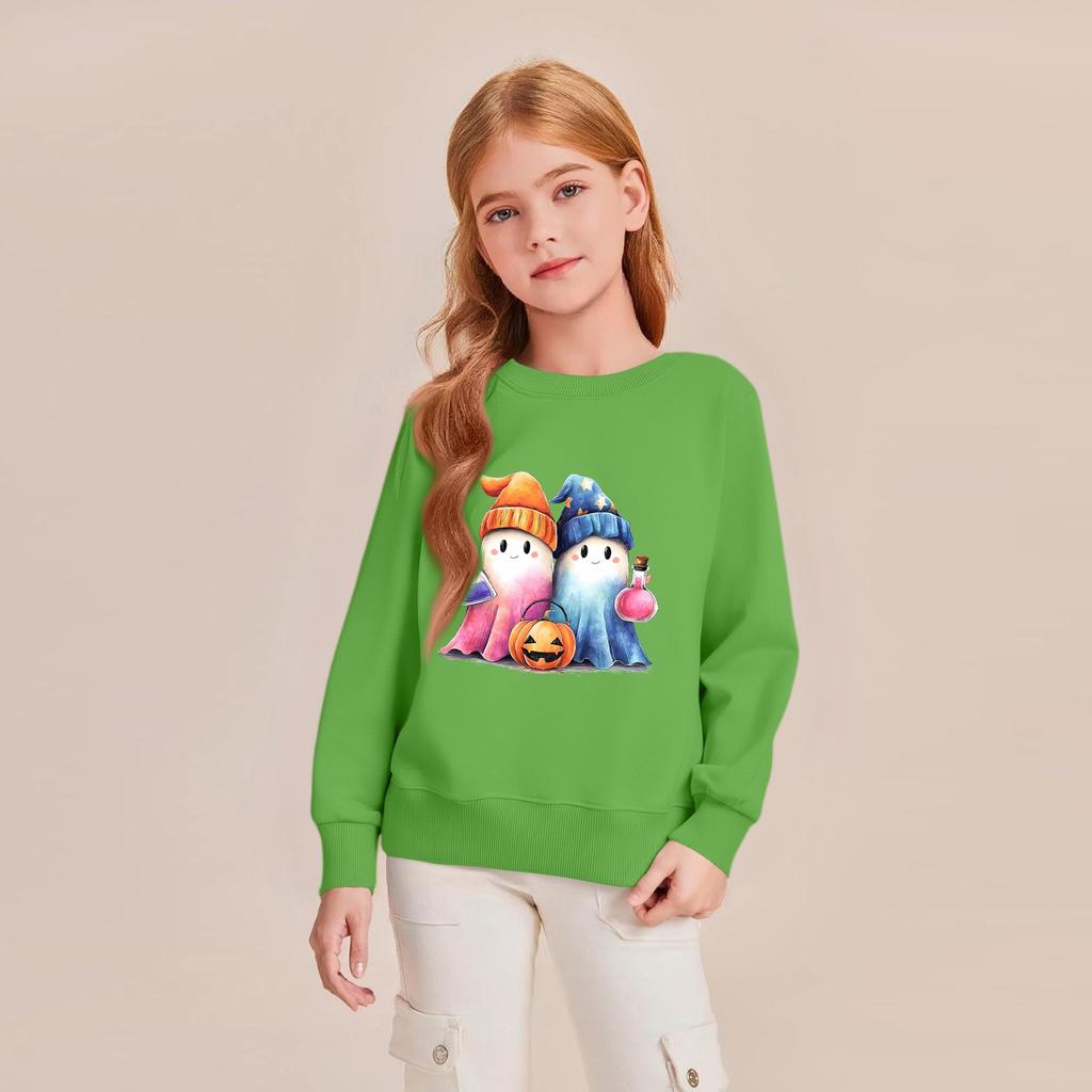 Children's Fashion Loose-fitting Casual Halloween Long-sleeved Printed Round Neck Sweatshirt