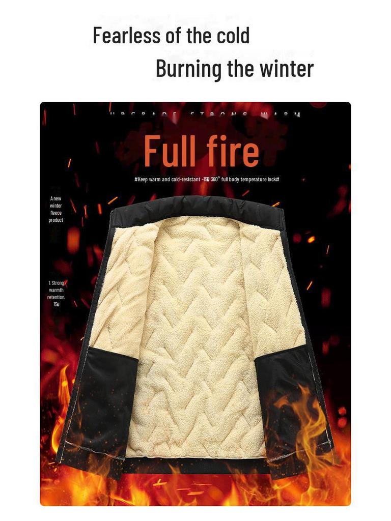 Men's Winter Lambskin Cotton Jacket: Thick, Windproof, Warm, Business-Casual Coat