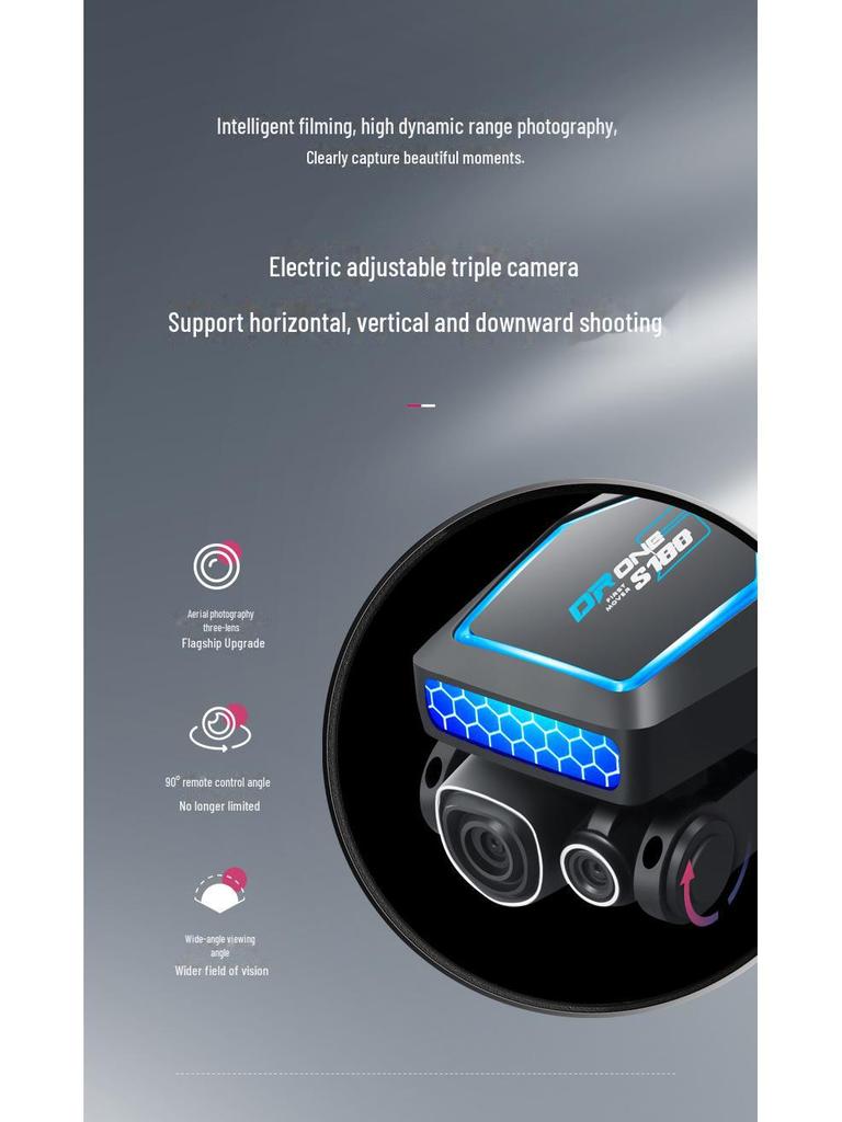 S180 Cross-Border Drone: Aerial Photography, Triple-Lens, Brushless Motor, Obstacle Avoidance, Optical Flow, Hover & Remote Control Toy Aircraft