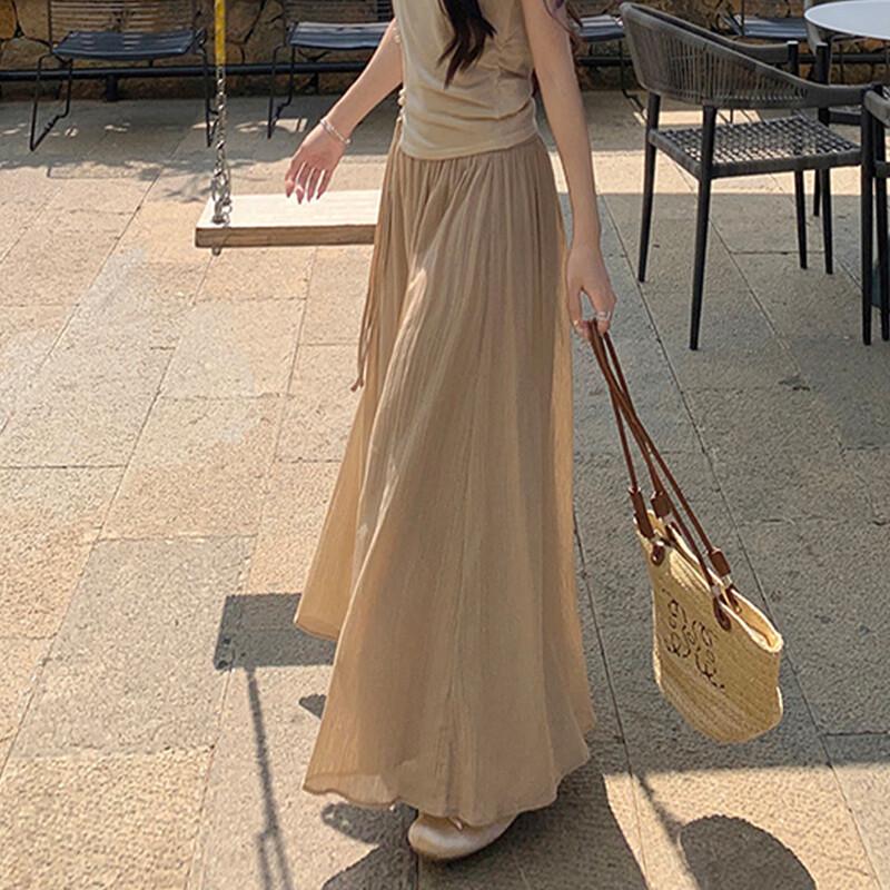 JK&JS French Retro High-Waist Wide-Leg Pleated Pants