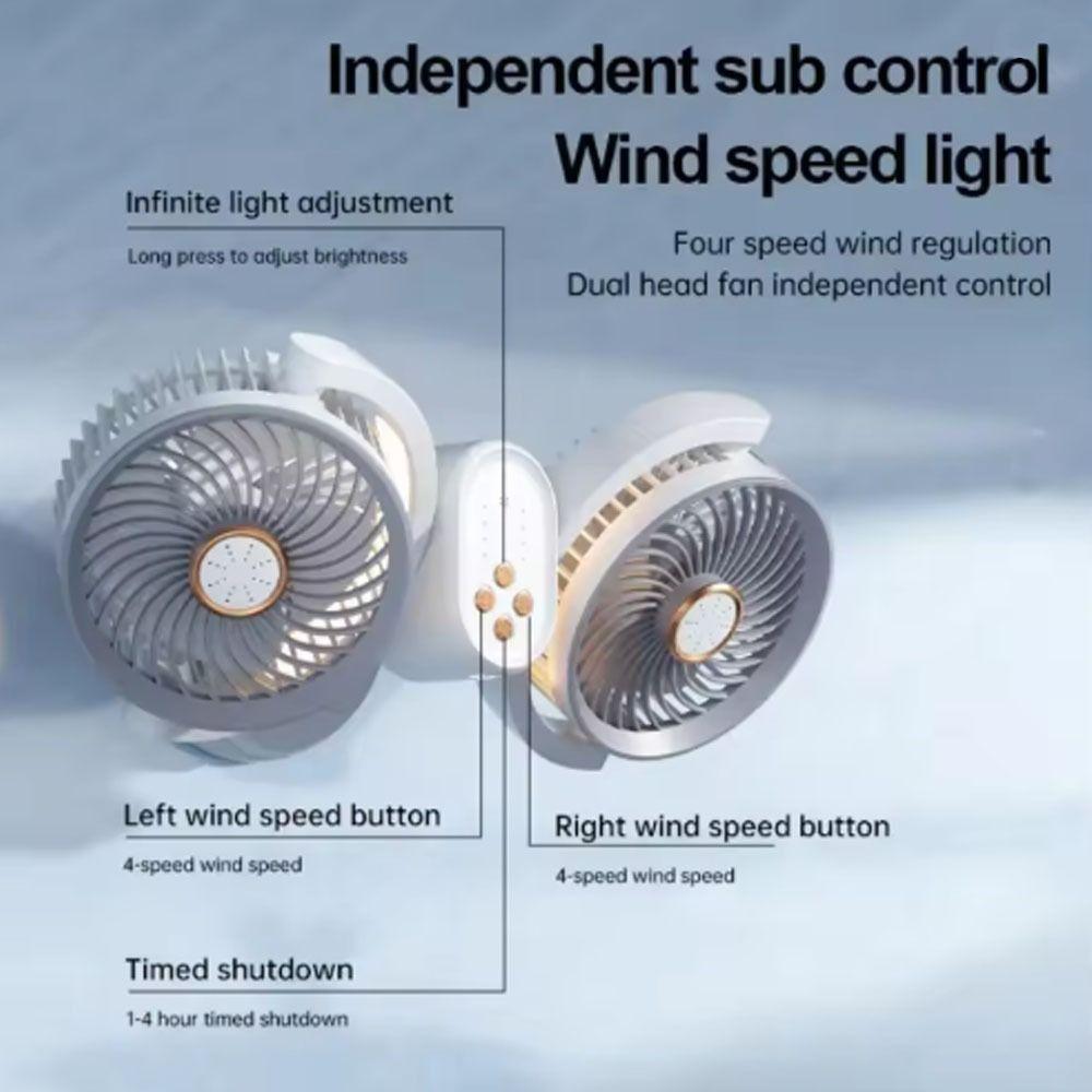 4 Speeds Double Headed Clamp Fan Can Be Clamped Night Light New Air Cooler