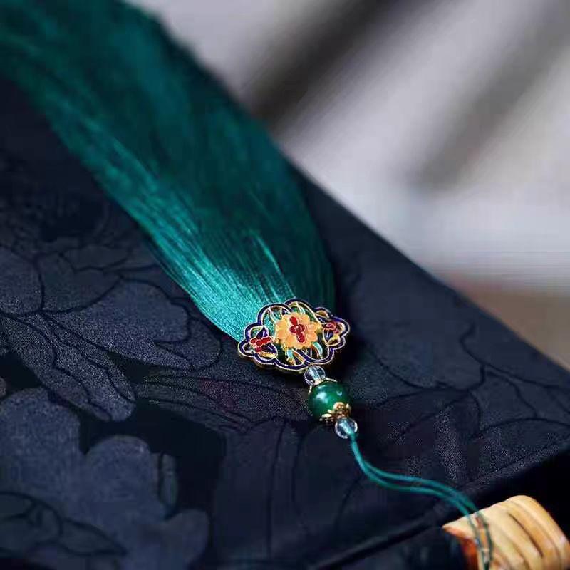 New Chinese Style and New Chinese Style Bag with Large Capacity Bamboo Handle, Fragrant Cloud Yarn, Retro Style Hanfu Qipao, Hand-held Bag