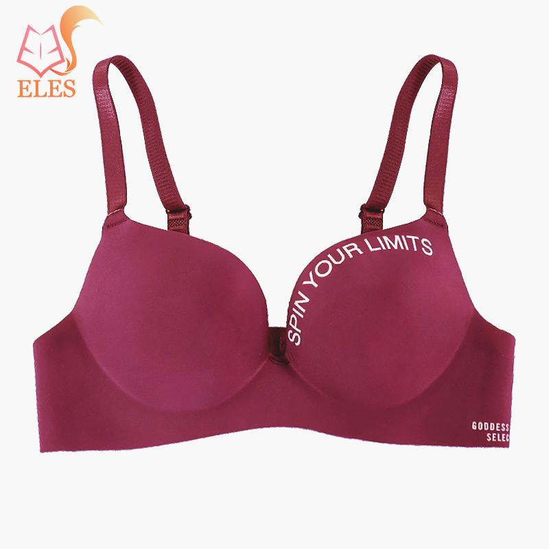 Damski biustonosz bez szwu z nadrukiem w litery bez stalowego pierścienia Miękki biustonosz z lodowego jedwabiu Seksowny biustonosz push-up Gather