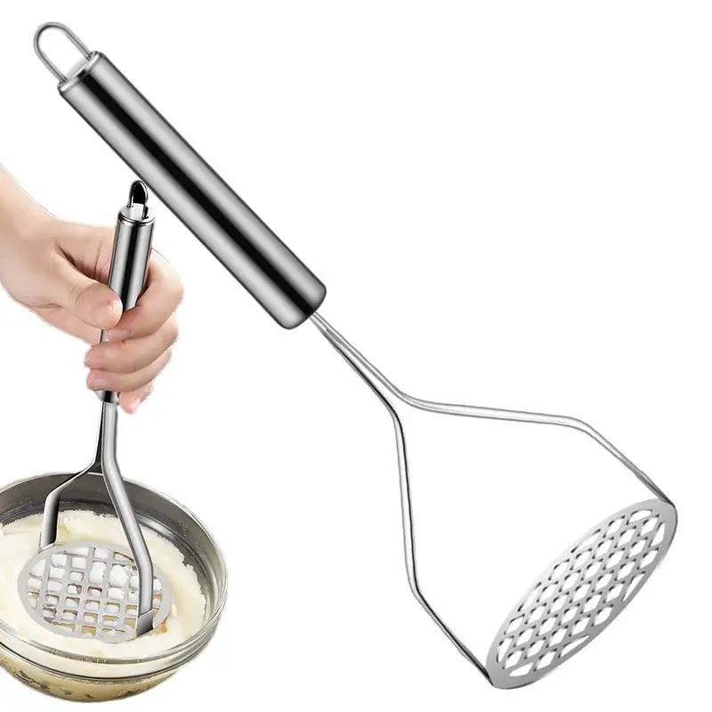 Stainless Steel Potato Masher Press – Heavy-Duty Manual Tool for Mashing Potatoes, Vegetables, Fruits – Kitchen Cooking Gadget