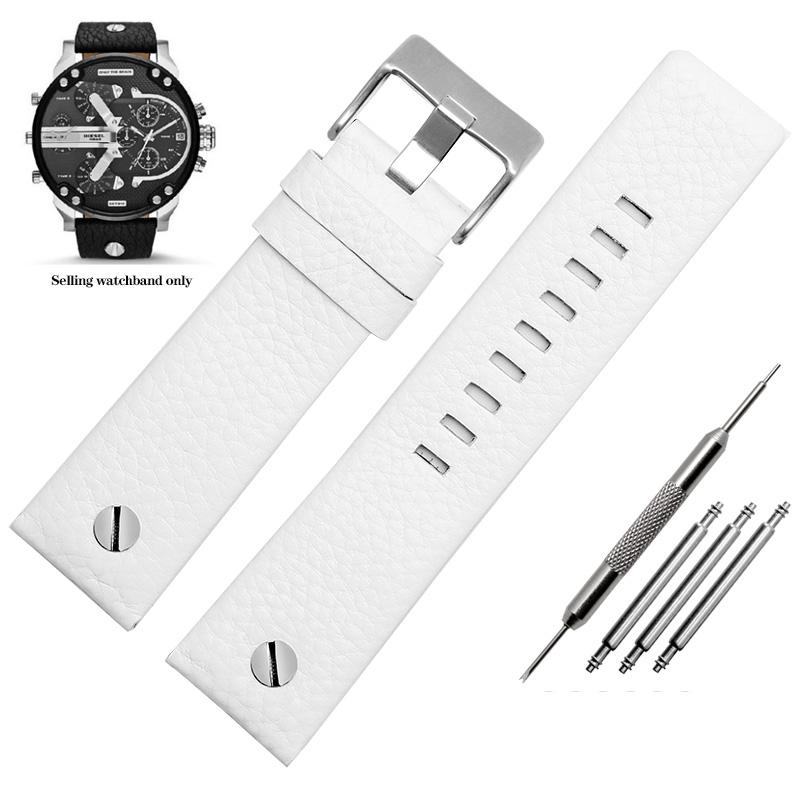 24 26 27 28mm Soft Watchbands for Die-sel DZ7313 7322 7257 7313 DZ7333 4318 Women's Men's Watch Straps with Black Sliver Buckle