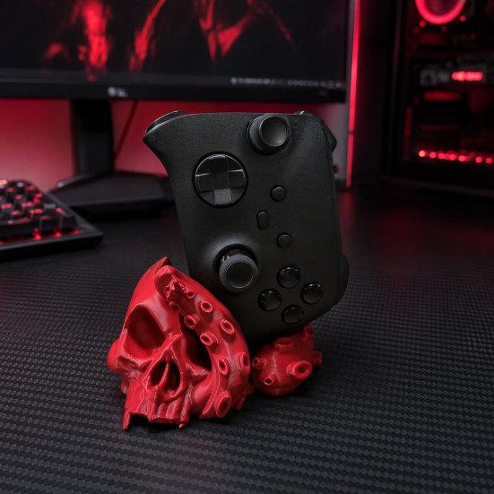Gaming Controller Stand, 3D Printed Octopus Skull Controller Holder for Halloween Home Gaming Room Desk Decor, Gift for Gamers