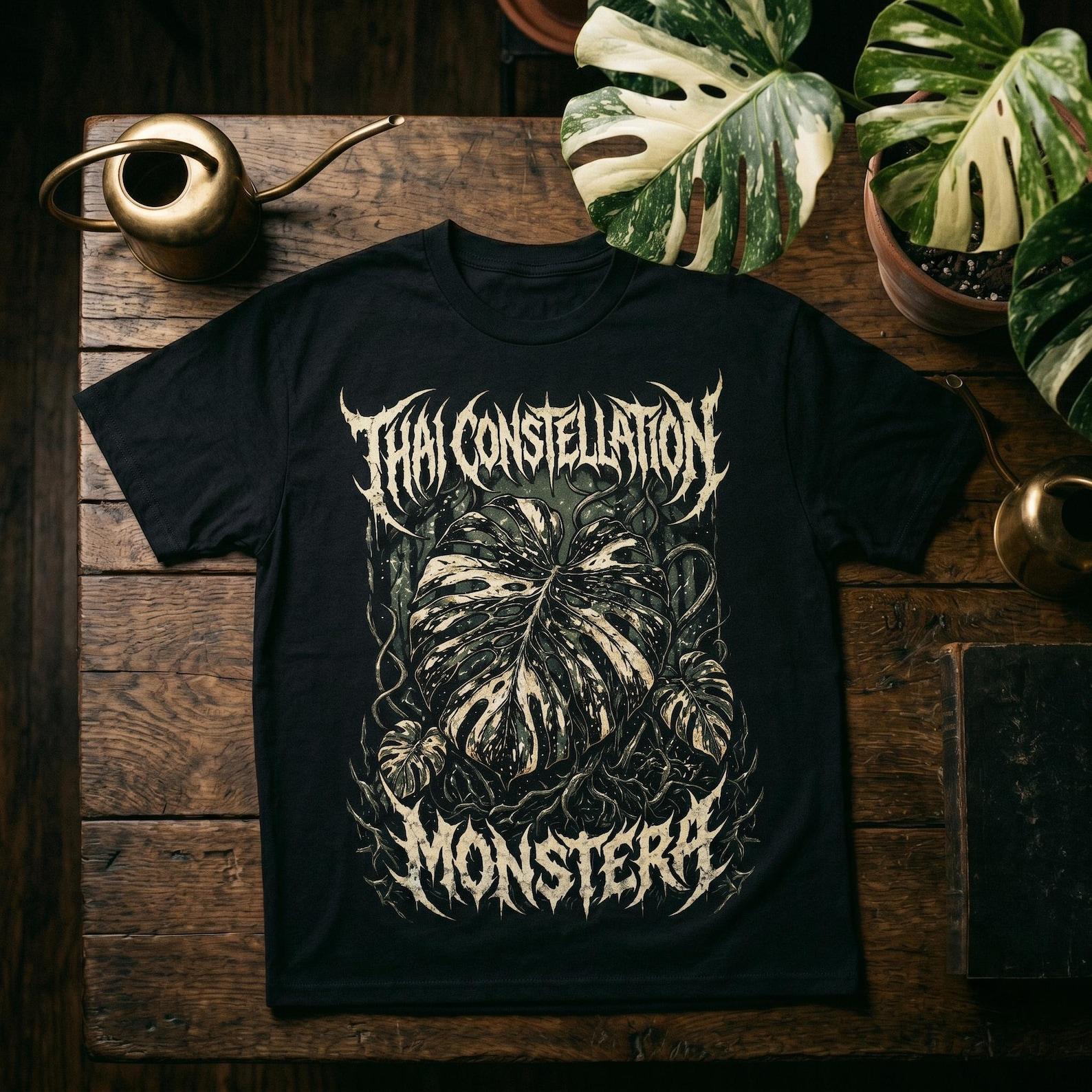 Thai Constellation Monstera T-Shirt • Heavy Metal Plant Parent Tee • Gothic Houseplant • Goth Plant Mom Shirt 3XL