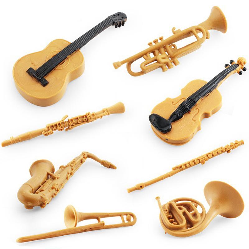 Simulation Musical Instrument Set Horn Trombone Clarinet Flute Saxophone Violin Guitar Model Static Ornament