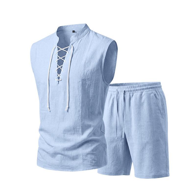 BFCCQB Men's Fashion Casual Summer Spring Sleeveless V Neck Pants Suits