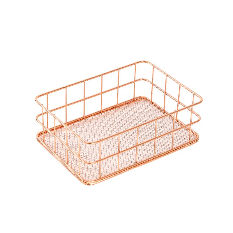 Minimalist Iron Art Desktop Organizer - Snack & Cosmetic Storage Basket