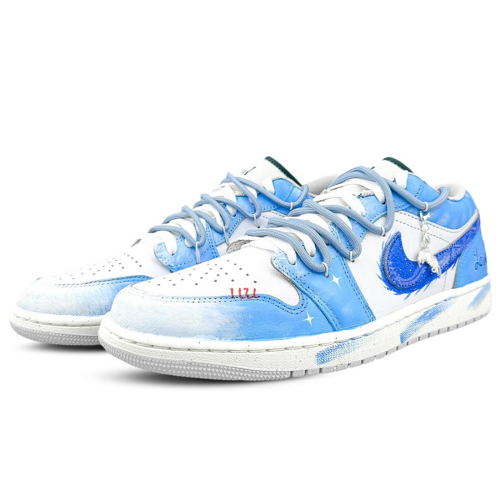 Jordan Air Jordan 1 Abrasion Resistant Low Top Vintage Basketball Shoes Unisex Blue FQ7687-300(Team1053-)